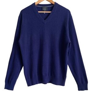 Qi 100% Cashmere Supersoft Preppy Lightweight V-Neck Pullover Sweater Sz XL